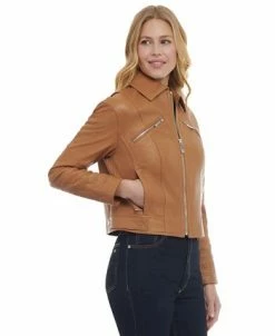 Michael Kors Women's Leather Trucker Jacket -Sam Edelman Shop 23350841 fpx