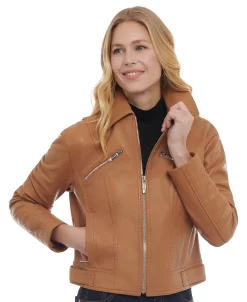 Michael Kors Women's Leather Trucker Jacket -Sam Edelman Shop 23350842 fpx