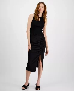 Bar III Women's Ruched Side-Slit Pull-On Skirt, Created For Macy's -Sam Edelman Shop 23358941 fpx