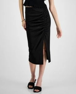 Bar III Women's Ruched Side-Slit Pull-On Skirt, Created For Macy's