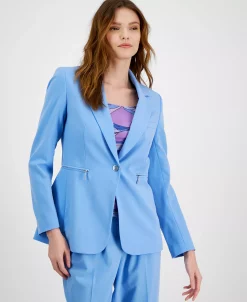 Bar III Women's Snap-Button Zip-Pocket Blazer, Created For Macy's -Sam Edelman Shop 23358965 fpx