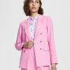 Bar III Women's Textured-Crepe Button-Front Blazer, Created For Macy's -Sam Edelman Shop 23358977 fpx