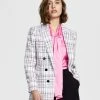 Bar III Women's Plaid Open-Front Faux-Double-Breasted Blazer, Created For Macy's -Sam Edelman Shop 23358990 fpx