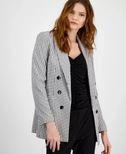 Bar III Women's Mini-Check-Print Faux-Double-Breasted Jacket, Created For Macy's -Sam Edelman Shop 23359006 fpx