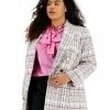 Bar III Plus Size Plaid Open-Front Button-Detail Blazer, Created For Macy's 1 Bar III Plus Size Plaid Open-Front Button-Detail Blazer, Created For Macy's -Sam Edelman Shop 23359055 fpx