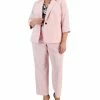 Kasper Plus Size Notched-Lapel Single-Button Blazer, Stretch Crepe Mid-Rise Ankle Pants, & 3/4 Sleeve Floral Print Top