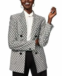 Anne Klein Women's Chevron Knit Faux-Double-Breasted Jacket