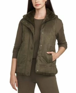 Anne Klein Women's Faux-Fur-Lined Sleeveless Vest