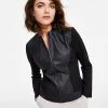 Alfani Faux Leather Trim Jacket, Created For Macy's