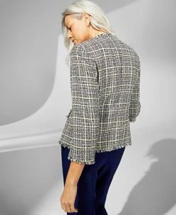 Kasper Women's Tweed 3/4-Sleeve Open-Front Blazer -Sam Edelman Shop 23502215 fpx