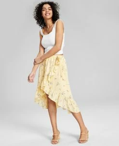 And Now This Women's Ruffled High-Low Midi Skirt