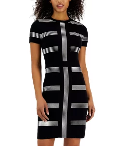 Anne Klein Women's Multi-Striped Short-Sleeve Dress -Sam Edelman Shop 23504118 fpx