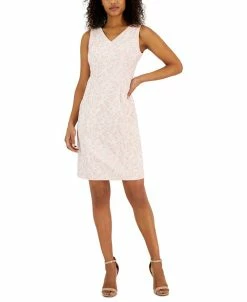 Sam Edelman Shop 11 Anne Klein Women's Botanical-Print Jacquard V-Neck Sheath Dress