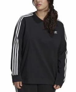 ADIDAS Plus Size 3-Stripes Crewneck Long-Sleeve Tee