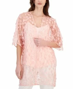 Anne Klein Women's 3D Floral Sheer Open-Front Jacket