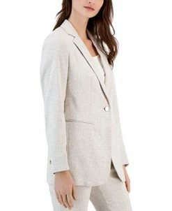 Anne Klein Women's Grid-Print Tech Stretch Single-Button Blazer -Sam Edelman Shop 23542142 fpx