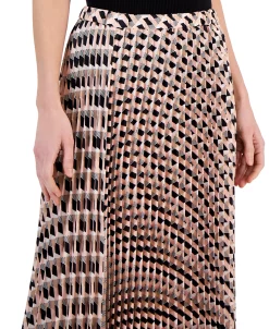 Anne Klein Women's Printed Pleated Pull-On Midi Skirt -Sam Edelman Shop 23542213 fpx