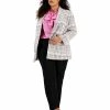 Bar III Plus Size Plaid Faux Double-Breasted Boyfriend Blazer, Long-Sleeve Bow Tie Blouse, & Pull-On Pants, Created For Macy's -Sam Edelman Shop 23560829 fpx