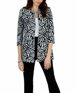 Kasper Jacquard Printed 3/4-Sleeve Topper Jacket