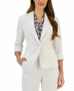 Kasper Women's 3/4-Sleeve Textured Button-Front Blazer