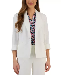 Kasper Women's 3/4-Sleeve Textured Button-Front Blazer -Sam Edelman Shop 23561038 fpx