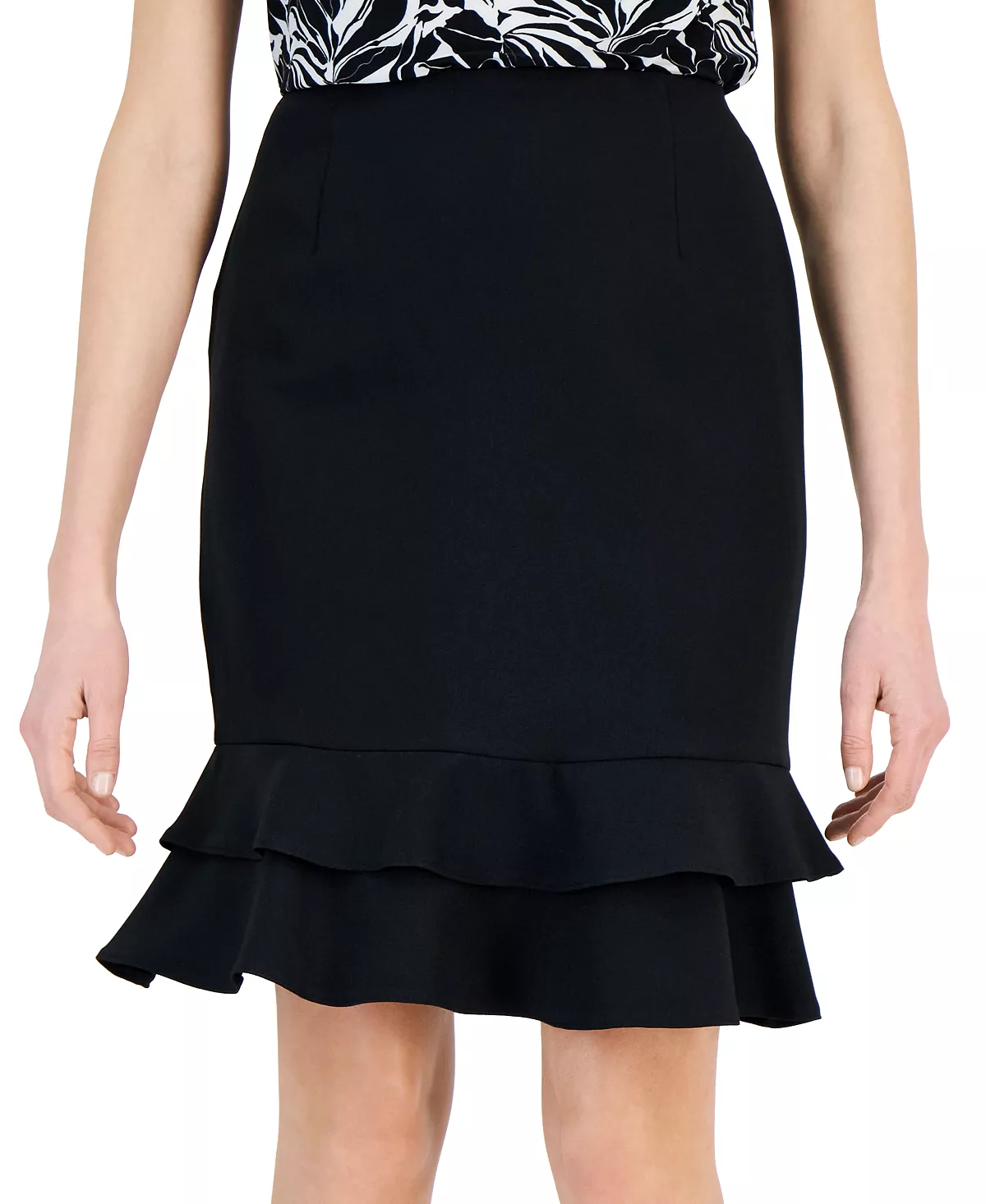 Kasper Crepe Tiered Ruffle Pencil Skirt 5 Kasper Crepe Tiered Ruffle Pencil Skirt - Image 3