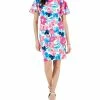 Kasper Printed Scuba Crepe Sheath Flutter Sleeve Dress -Sam Edelman Shop 23561107 fpx