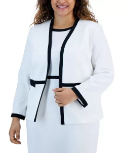 Kasper Plus Size Contrast-Frame Open-Front Blazer -Sam Edelman Shop 23566820 fpx