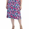 Kasper Plus Size Floral-Print Pull-On Flared Midi Skirt -Sam Edelman Shop 23566937 fpx