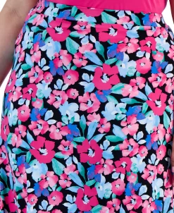 Kasper Plus Size Floral-Print Pull-On Flared Midi Skirt -Sam Edelman Shop 23566939 fpx