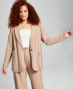 And Now This Women's One-Button Textured Oversized Blazer