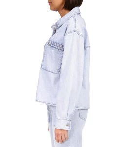 Sanctuary Women's Cropped Cargo Button-Down Denim Jacket -Sam Edelman Shop 23587498 fpx