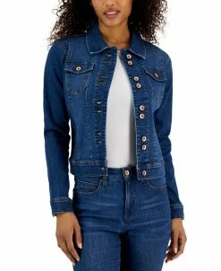 Anne Klein Women's Denim Double-Button Trucker Jacket