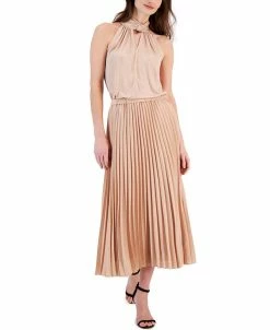 Anne Klein Women's Twist Neck Blouse And Pull-On Midi Skirt
