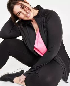 ID Ideology Women's Plus Essentials Performance Zip Jacket, Created For Macy's -Sam Edelman Shop 23610425 fpx