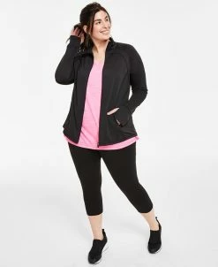 ID Ideology Plus Size Performance Jacket, Heathered Tee & Capri Leggings, Created For Macy's