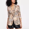 Bar III Women's One-Button Snake-Print Blazer, Created For Macy's