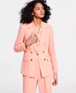 Bar III Women's Textured-Crepe Button-Front Blazer, Created For Macy's -Sam Edelman Shop 23622282 fpx