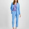 Bar III Women's Square-Neck Top, Zip-Pocket Blazer & Straight-Leg Ankle Pants, Created For Macy's