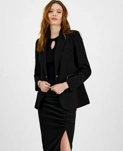 Bar III Women's Snap-Button Zip-Pocket Blazer, Created For Macy's -Sam Edelman Shop 23628649 fpx