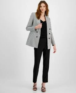 Bar III Women's Plaid Blazer, Ruched Camisole & Pull-On Pants, Created For Macy's