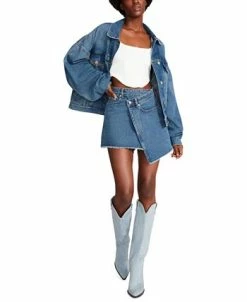 Steve Madden Women's Kyla Asymmetrical Denim Mini Skirt -Sam Edelman Shop 23642108 fpx