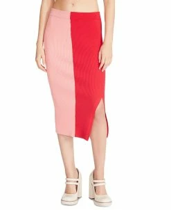 Steve Madden Women's Gaia Colorblocked Ribbed Midi Skirt