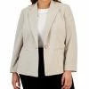 Kasper Plus Size Notch-Lapel Button-Front Long-Sleeve Blazer 2 Kasper Plus Size Notch-Lapel Button-Front Long-Sleeve Blazer -Sam Edelman Shop 23649683 fpx