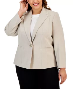 Kasper Plus Size Notch-Lapel Button-Front Long-Sleeve Blazer -Sam Edelman Shop 23649710 fpx