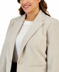 Kasper Plus Size Notch-Lapel Button-Front Long-Sleeve Blazer -Sam Edelman Shop 23649711 fpx