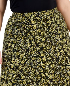 Kasper Plus Size Leaf-Print Pull-On Midi Skirt -Sam Edelman Shop 23649787 fpx