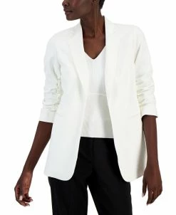 Anne Klein Women's Collection Scrunch-Sleeve Open-Front Blazer