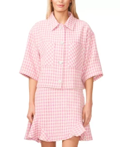 CeCe Women's Tweed Elbow-Sleeve Shirt Jacket -Sam Edelman Shop 23734006 fpx
