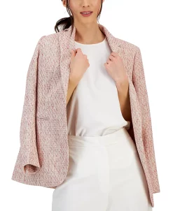 Anne Klein Women's Tweed One-Button Notched-Collar Jacket -Sam Edelman Shop 23777163 fpx
